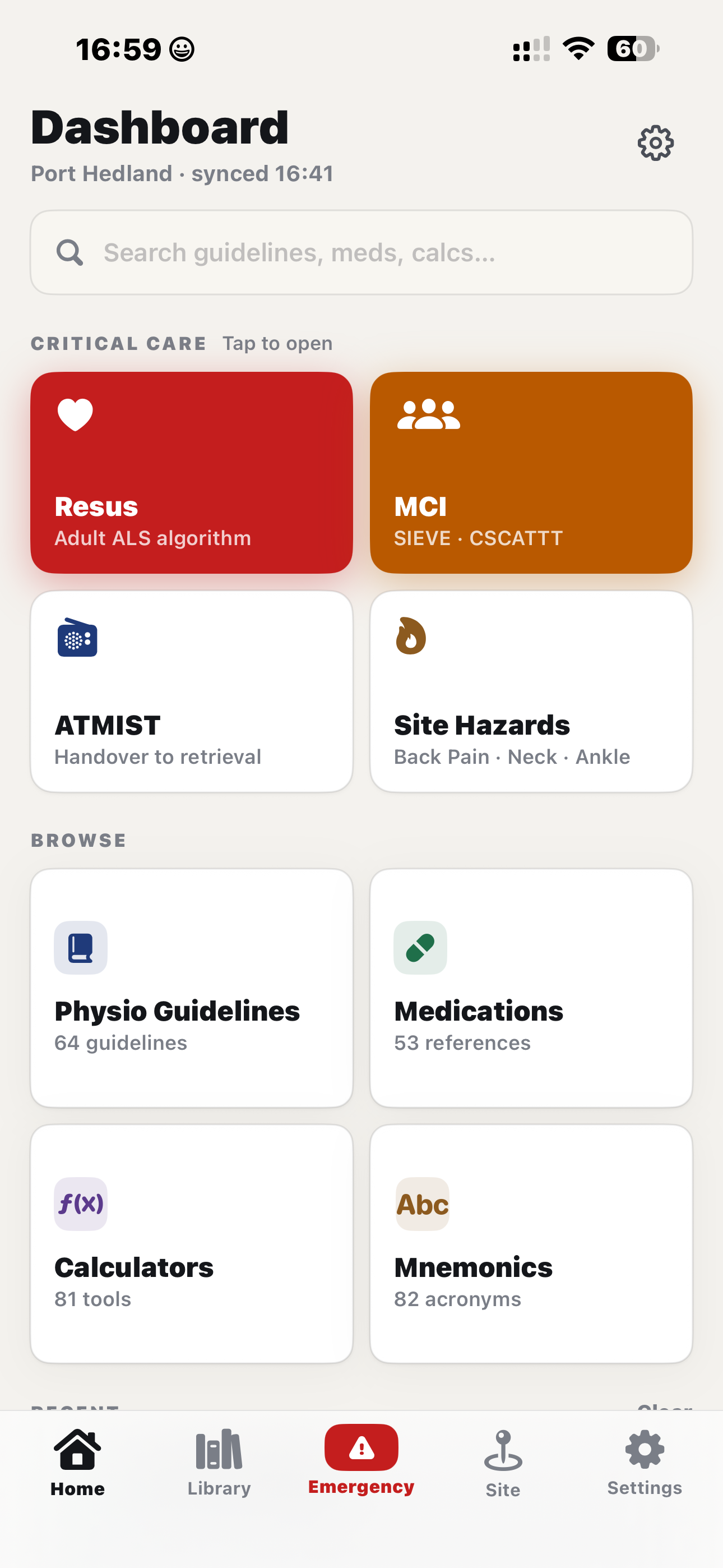 App dashboard